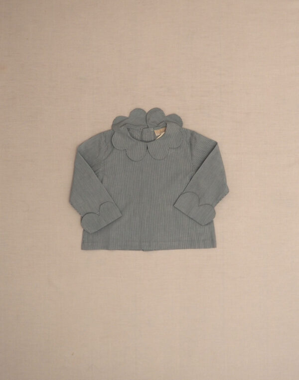 Baghère petal neck blouse with fine stripes