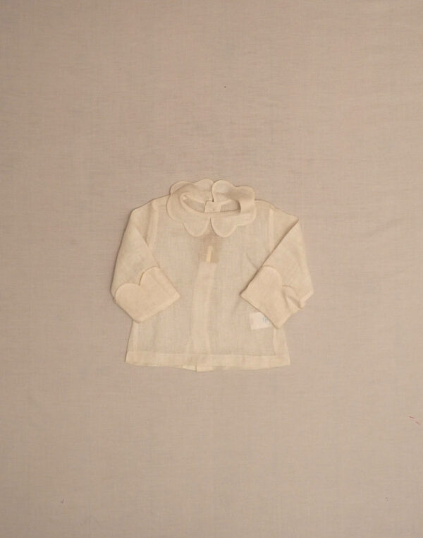Baghère white linen petal neck blouse