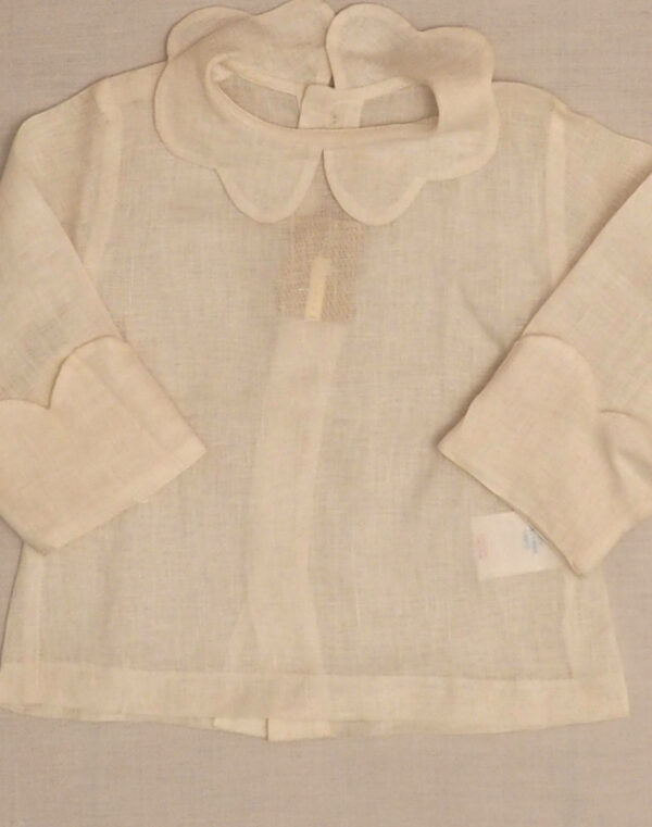 Baghère white linen petal neck blouse