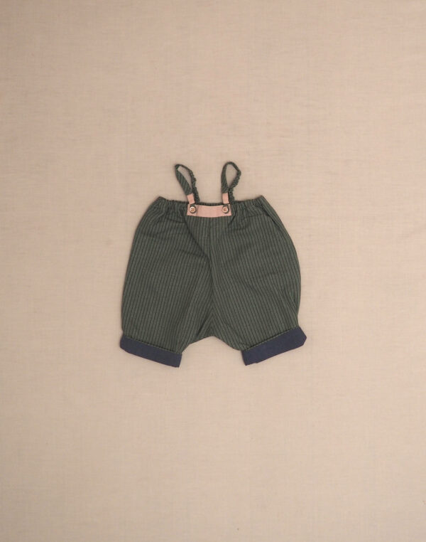 Baghère striped canvas pants with suspenders