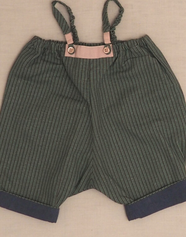 Baghère striped canvas pants with suspenders