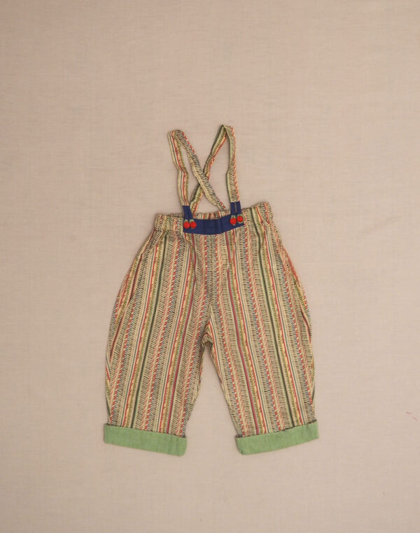 Baghère green geometric Liberty bib pants