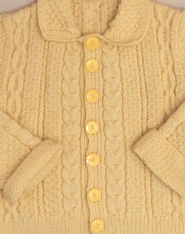 Hand-knitted ecru cable cardigan