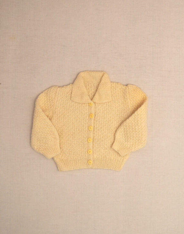 Hand-knitted ecru honeycomb cardigan