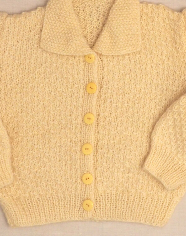 Hand-knitted ecru honeycomb cardigan