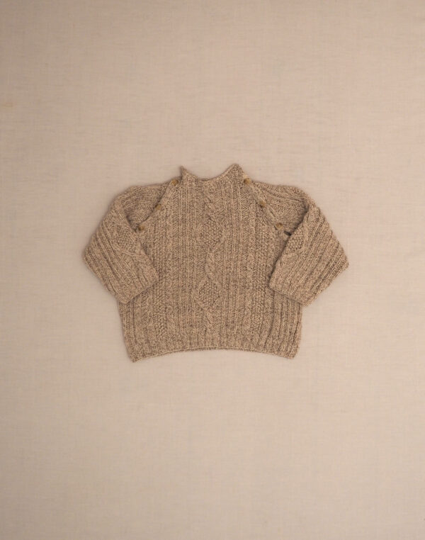 Pull torsades chiné tricoté main