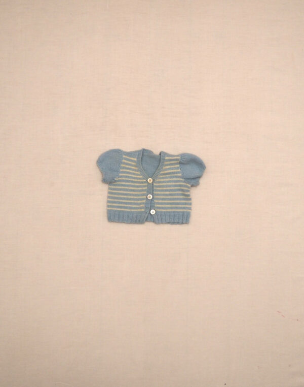 Cardigan rayé bleu fait main années 1950