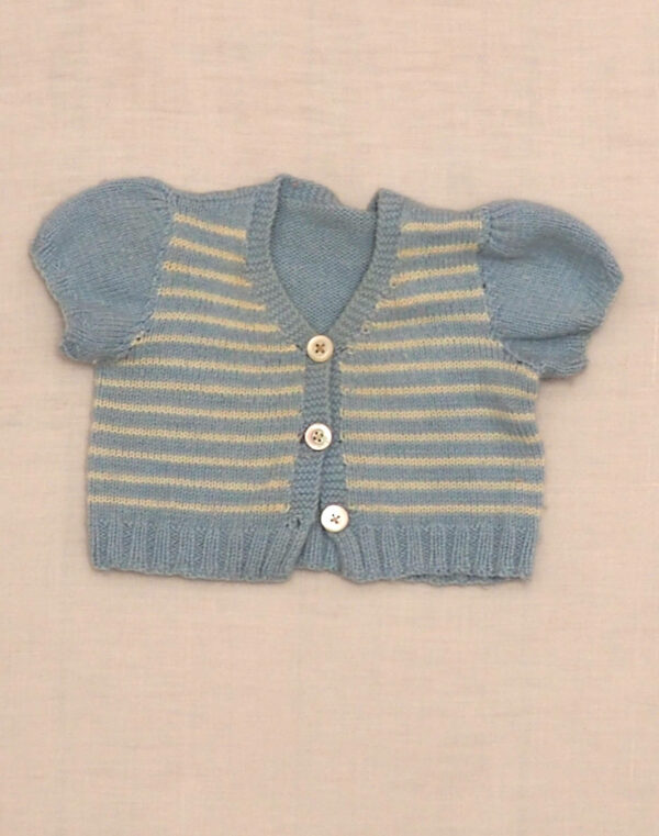 Cardigan rayé bleu fait main années 1950