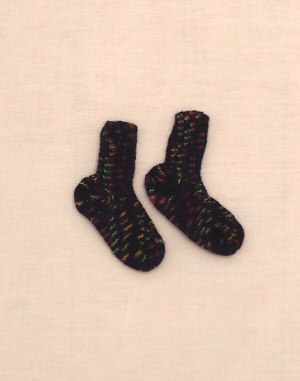Chaussettes tricotées main bleu chiné P21