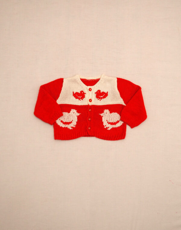 Cardigan oiseaux tricoté main