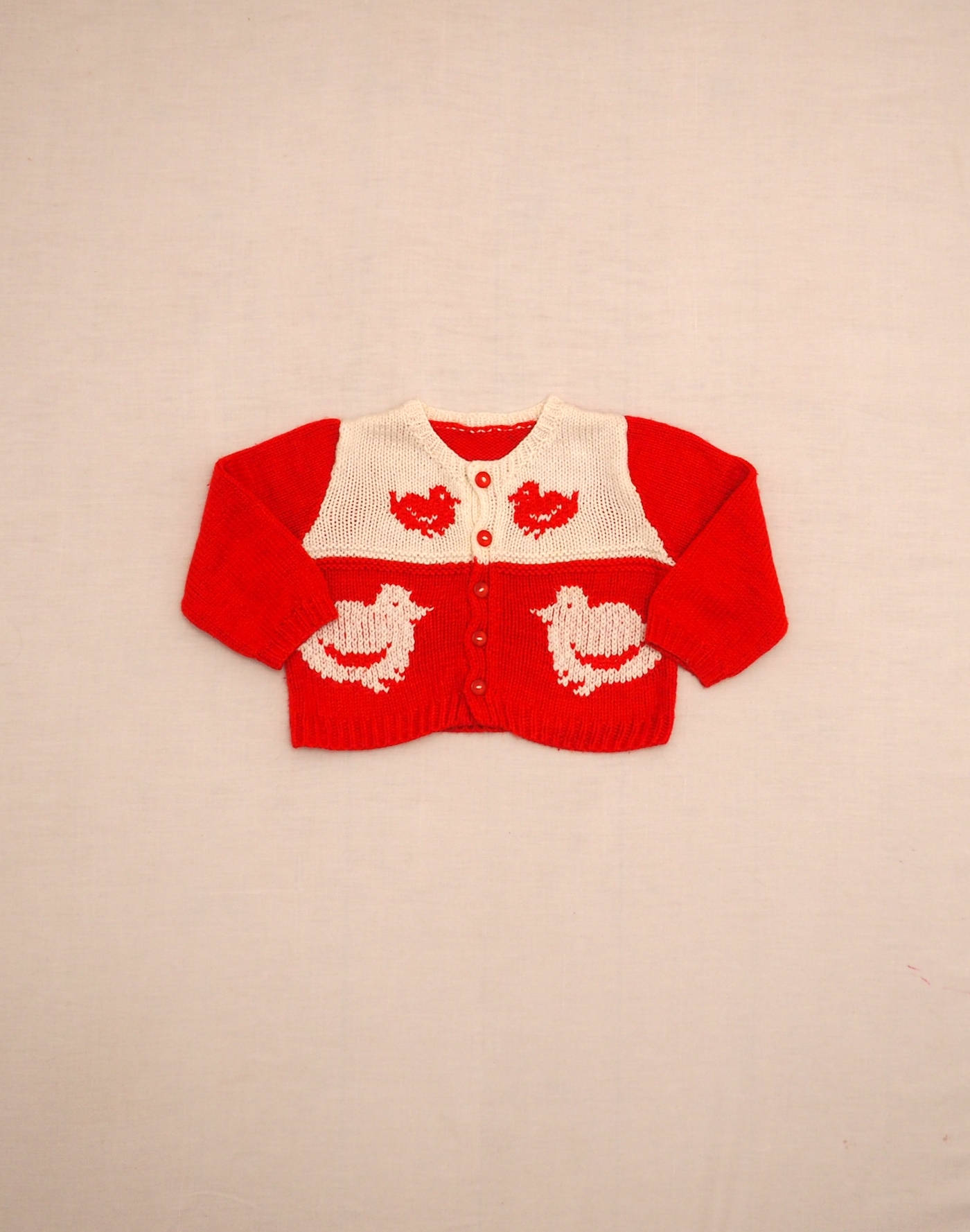 Cardigan oiseaux tricoté main