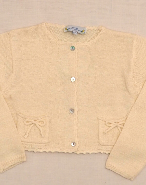 Cardigan écru petits noeuds