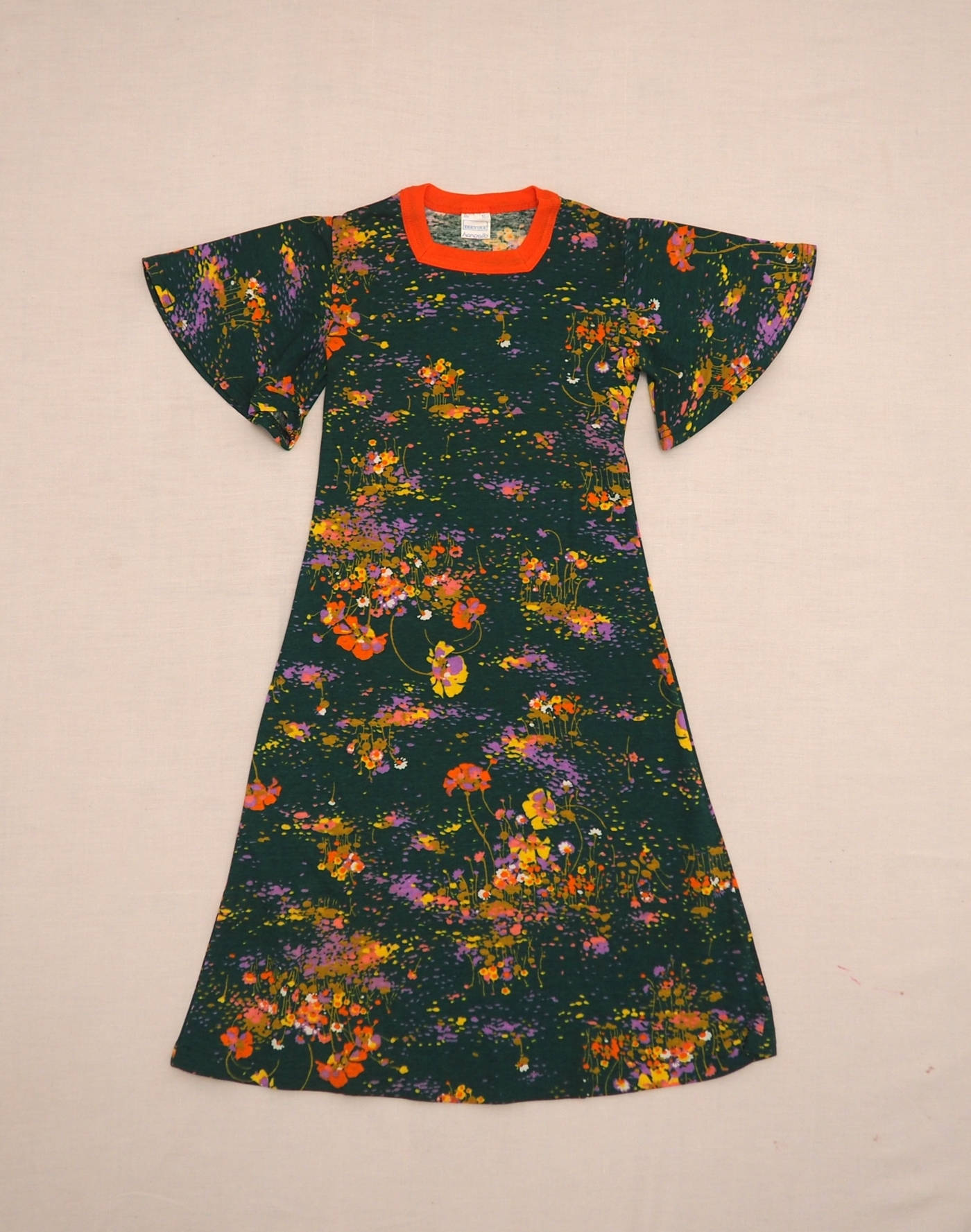 Robe jersey fleuri 1970