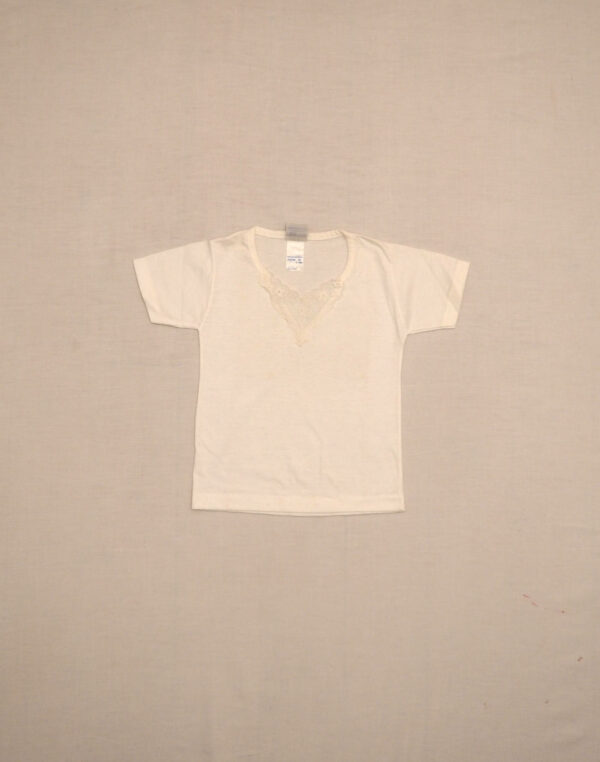 T-shirt col dentelle blanc