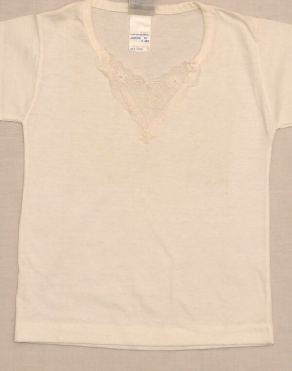 T-shirt col dentelle blanc
