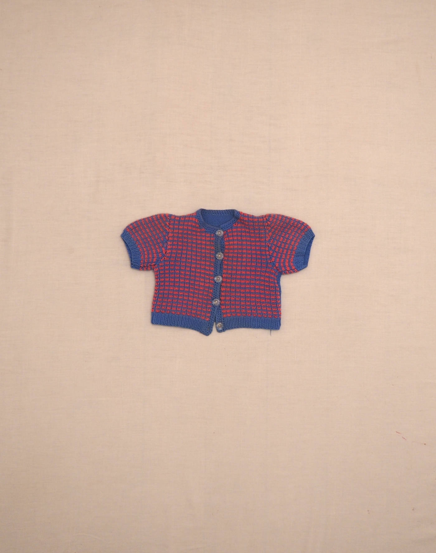 Cardigan rayé rose fait main années 1950
