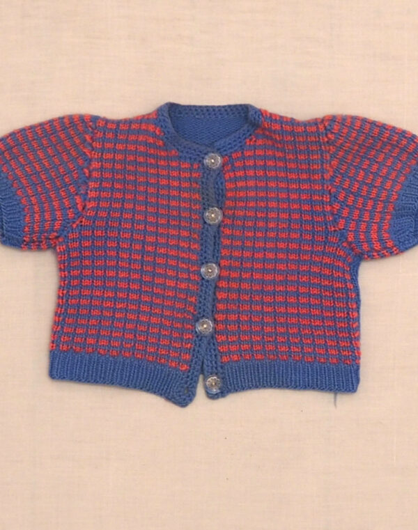 Cardigan rayé rose fait main années 1950