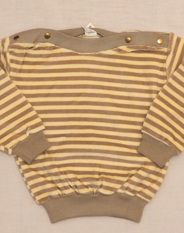 Sweatshirt velours rayé taupe