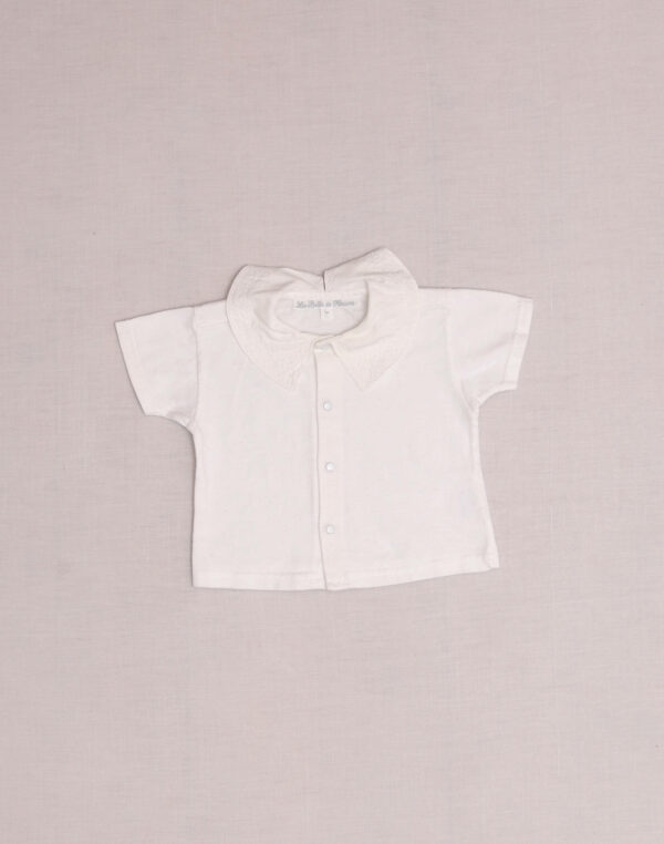 Jersey shirt with embroidered collar