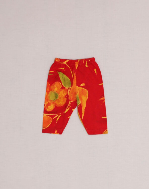Red floral jersey leggings