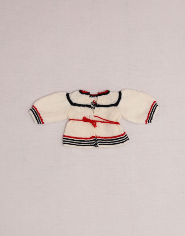 Cardigan marin tricoté main naissance