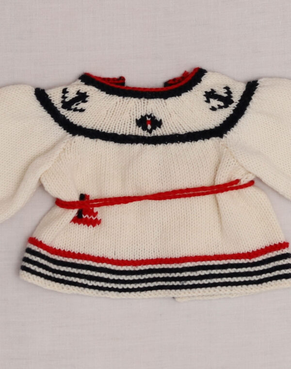 Cardigan marin tricoté main naissance