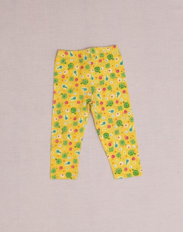 Yellow floral jersey leggings