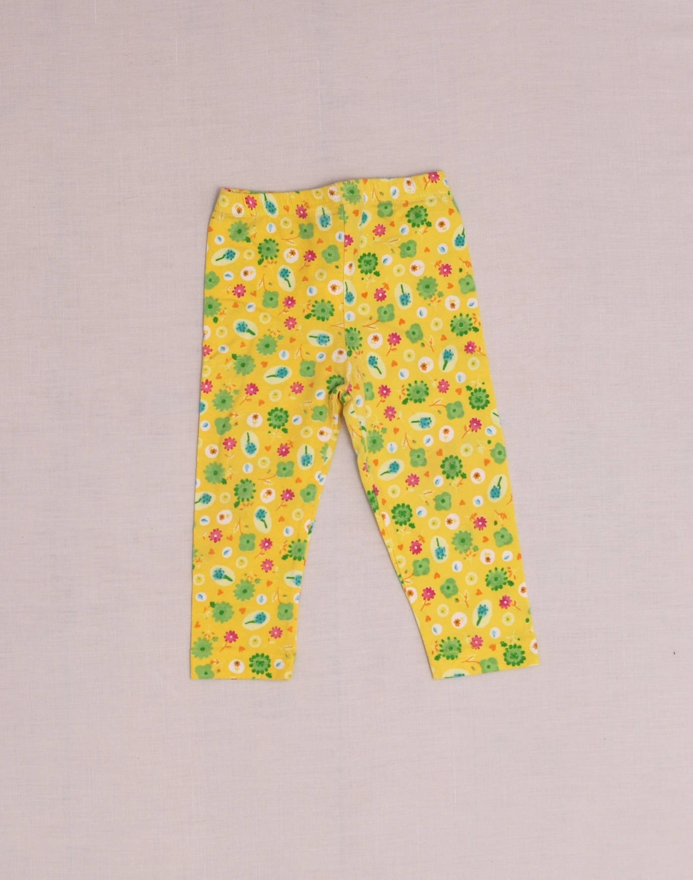 Yellow floral jersey leggings