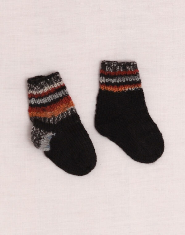Handmade black striped socks P17