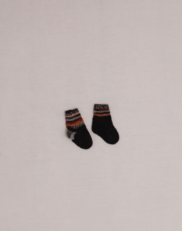 Handmade black striped socks P17
