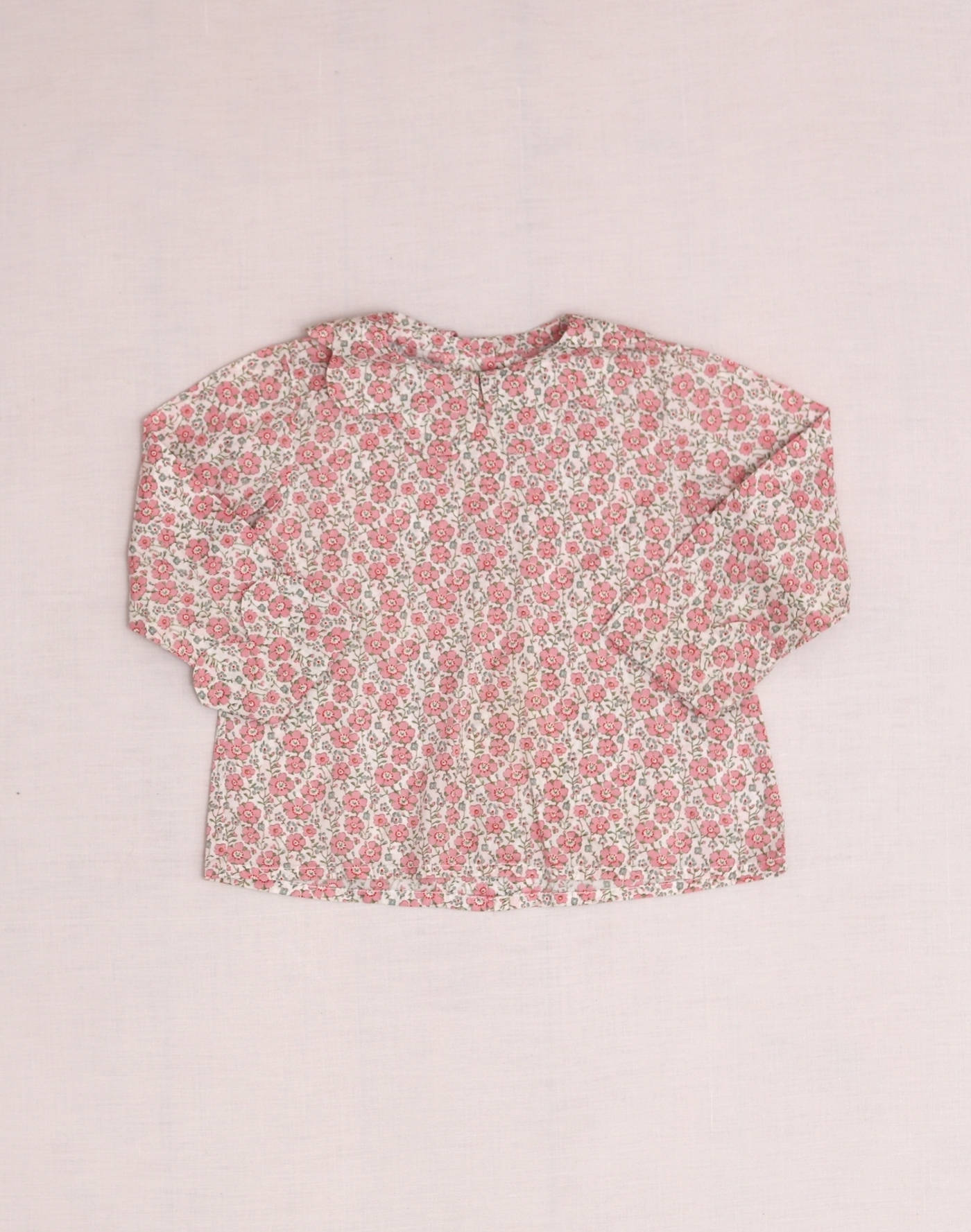 Blouse col pétale Liberty rose & vert