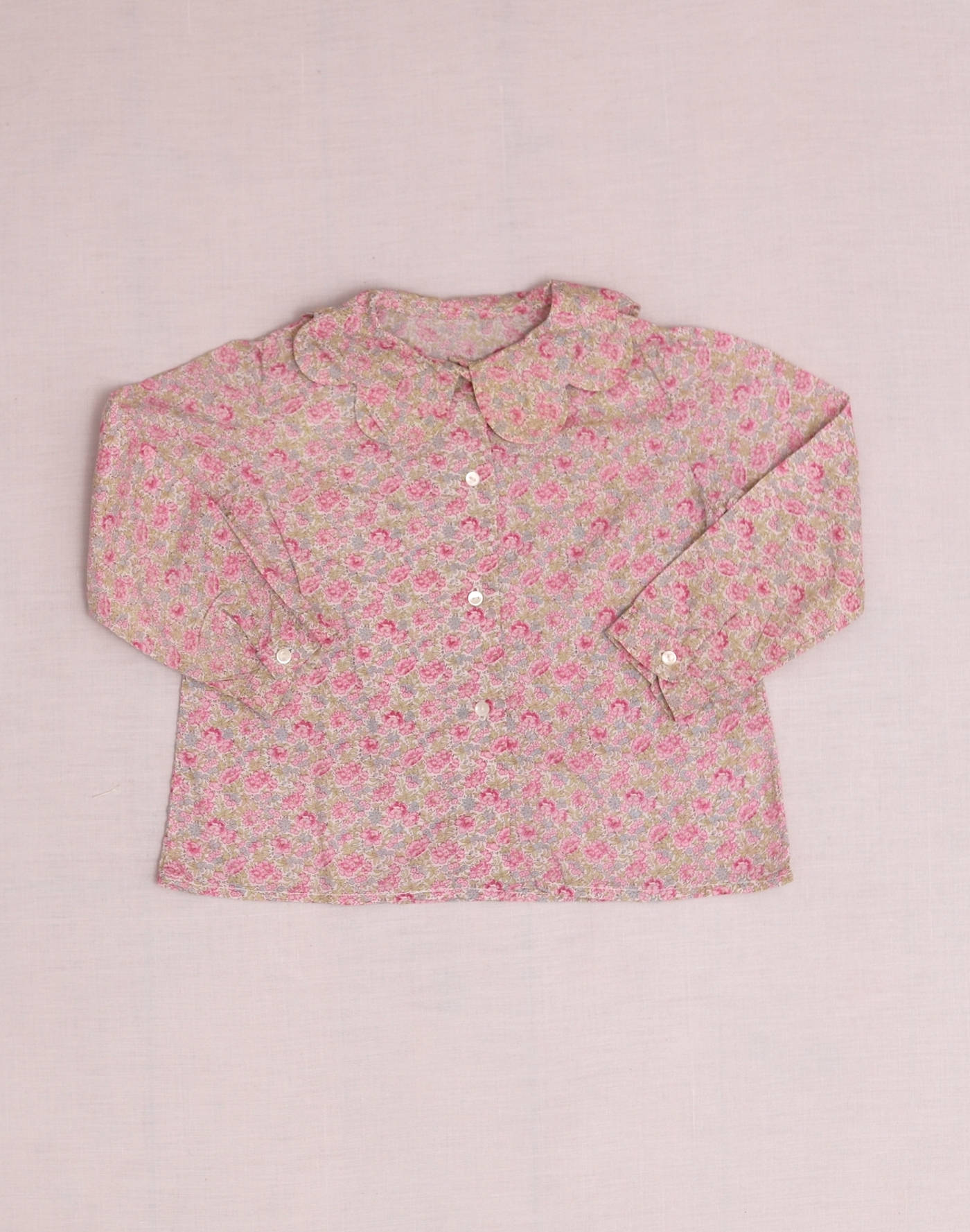 Chemise col pétale Liberty rose