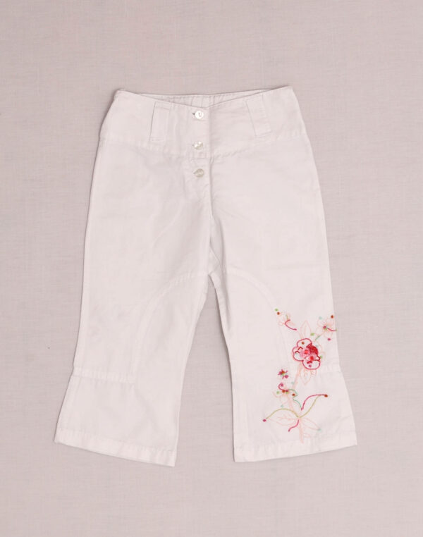 White embroidered pants