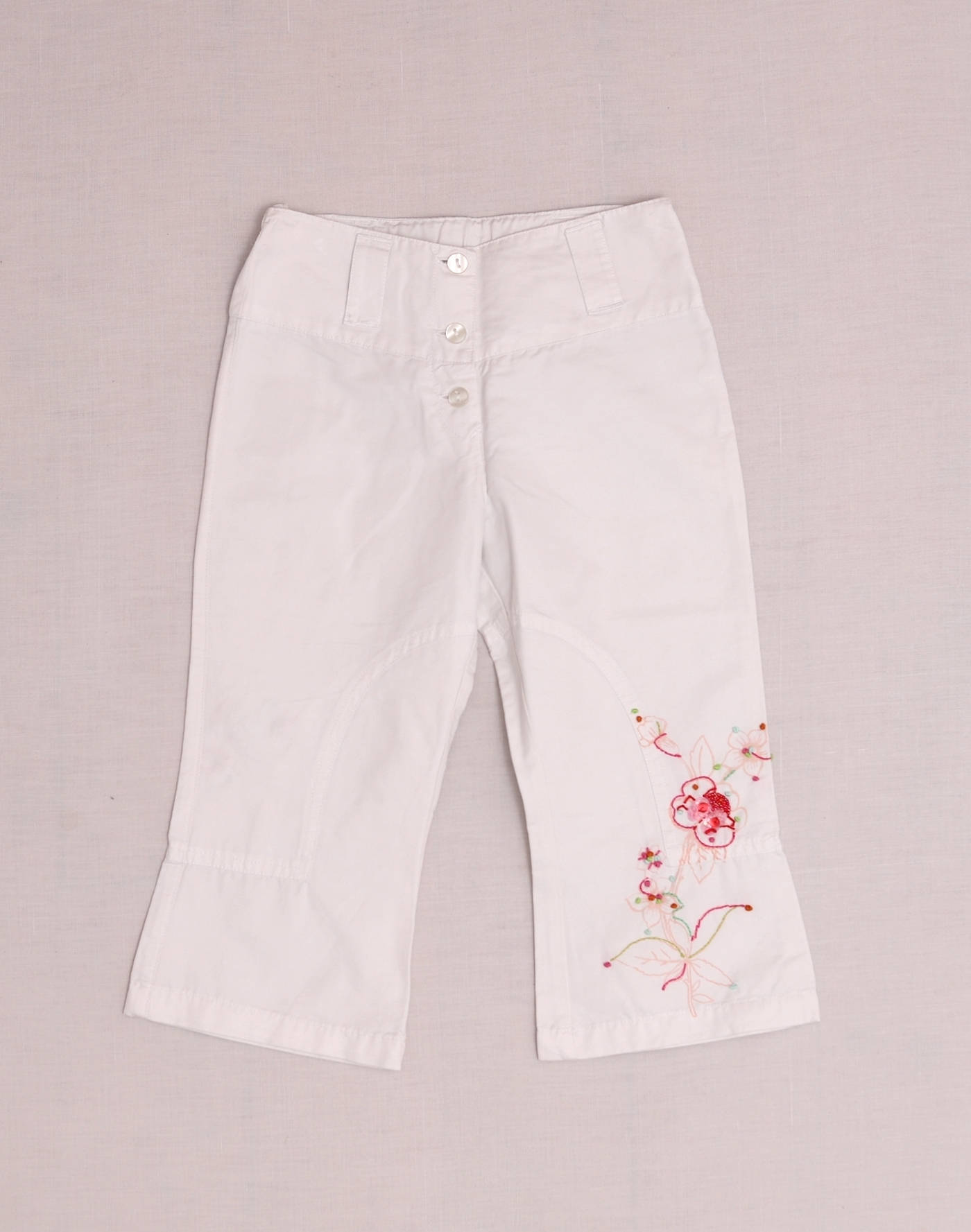 White embroidered pants