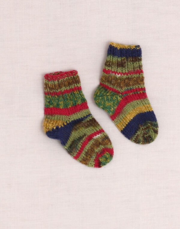 Handmade raspberry-striped socks P17