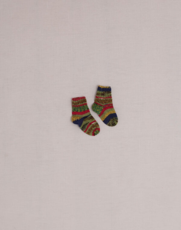 Handmade raspberry-striped socks P17