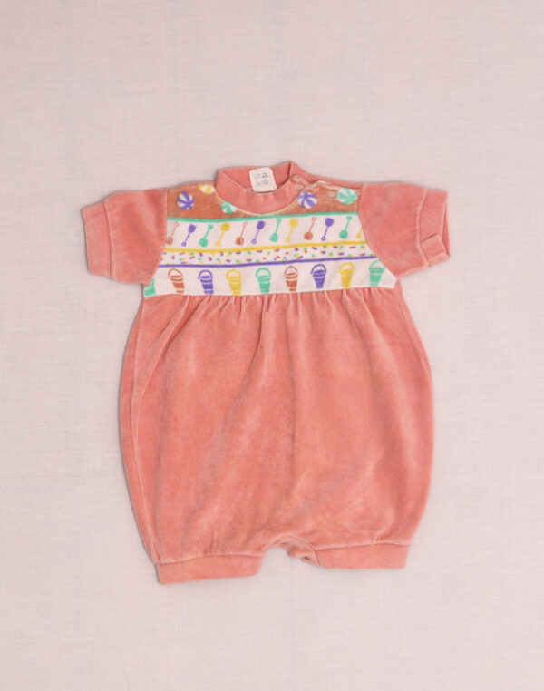 Barboteuse velours motif plage 1970