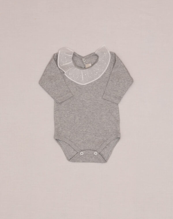 Baghère Gray Pierrot-Collar Bodysuit