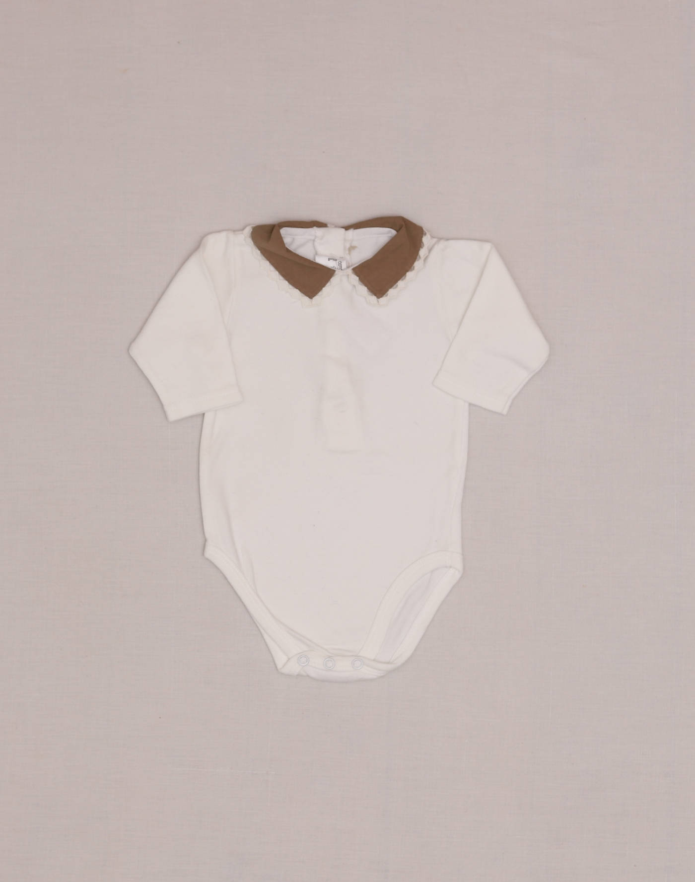 Baghère Chocolate-Colored Embroidered-Collar Bodysuit