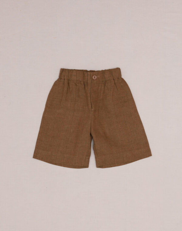 Baghère Chocolate-Colored Linen Bermuda Shorts