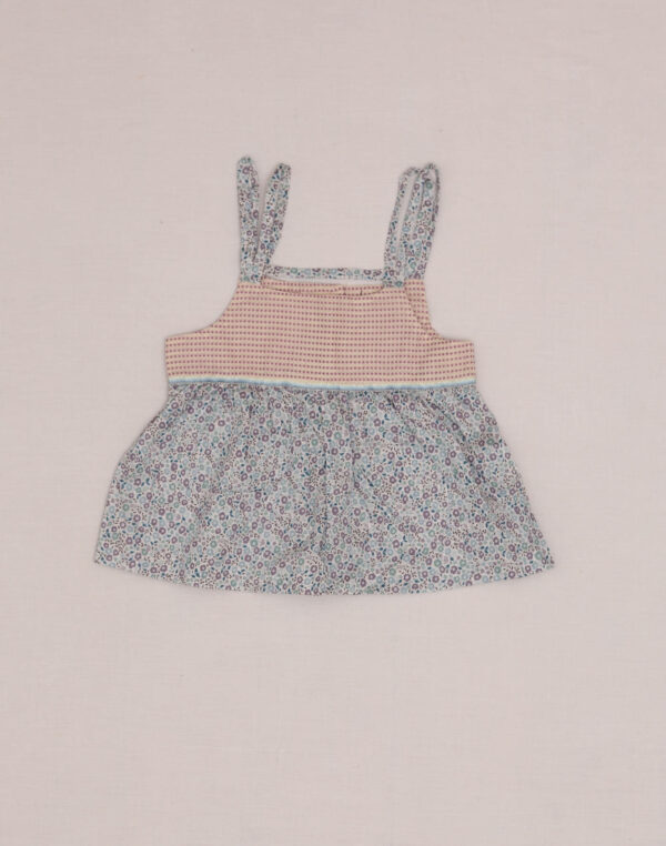 Baghère Blue Jacquard & Liberty Print Blouse with Straps