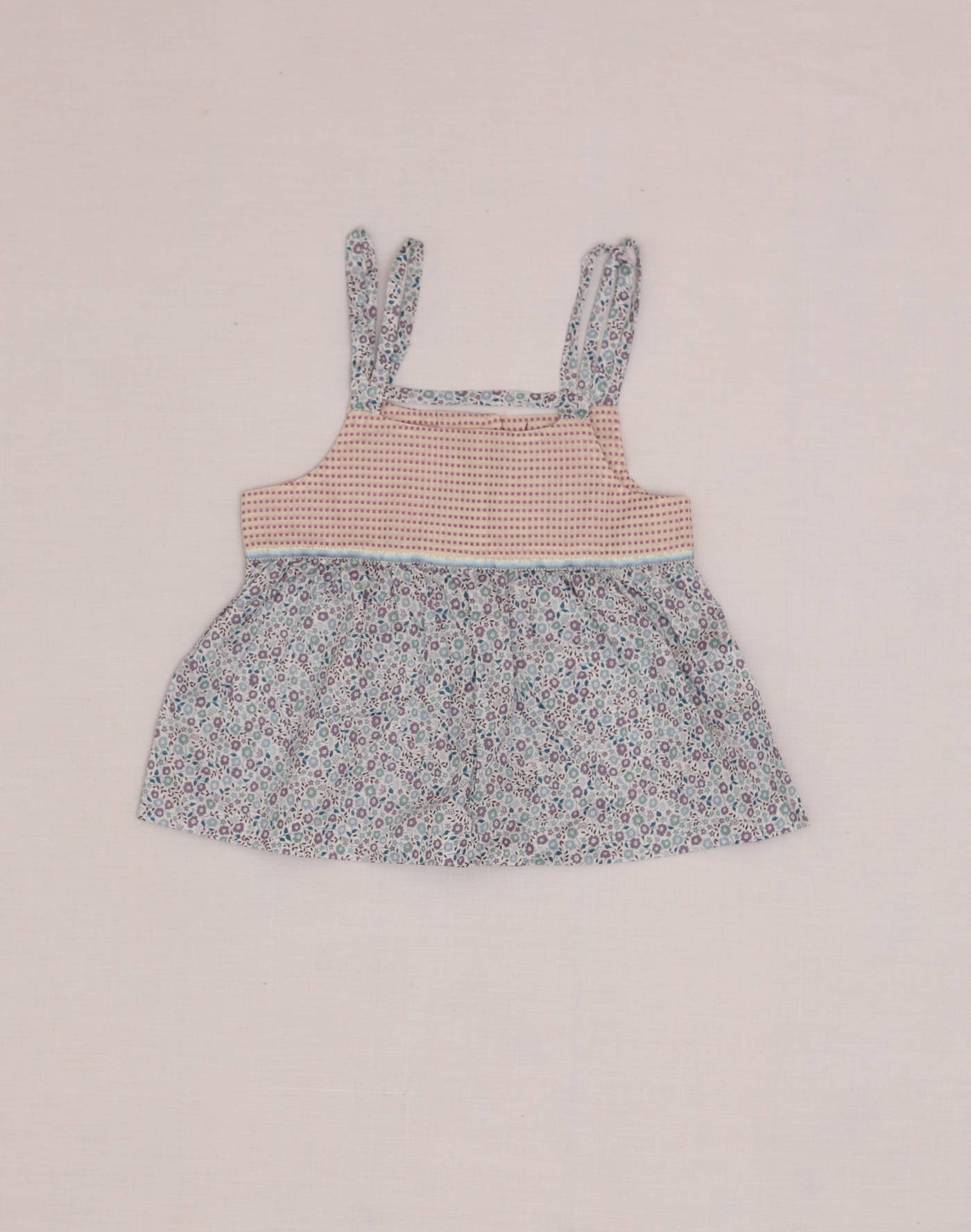 Blouse à bretelles jacquard & Liberty bleu Baghère