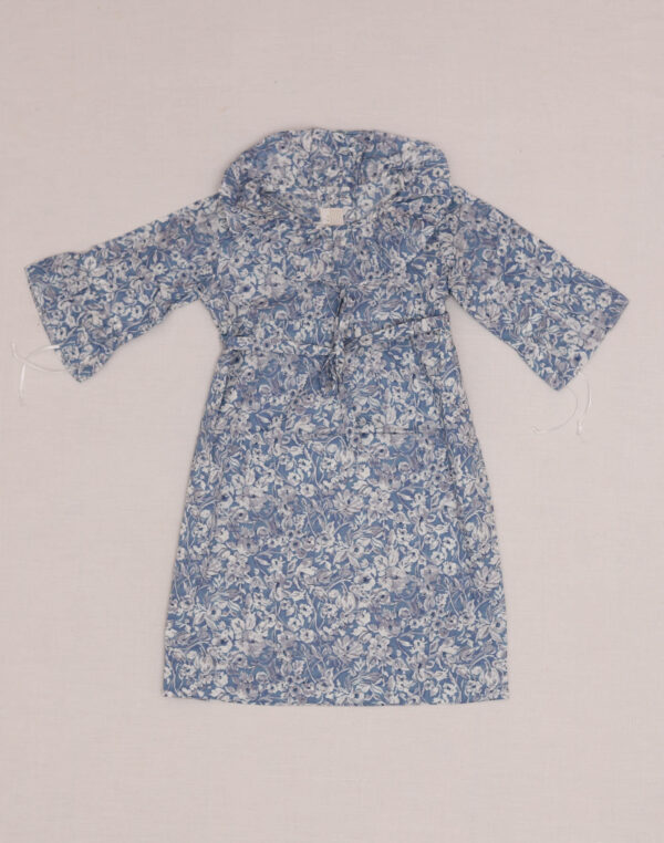 Baghère Blue Liberty Print Dress with Wide Collar