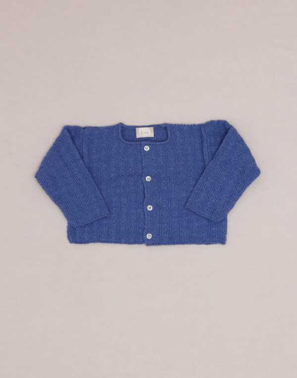 Baghère Blue Wool Cardigan with Loose Stitch Pattern