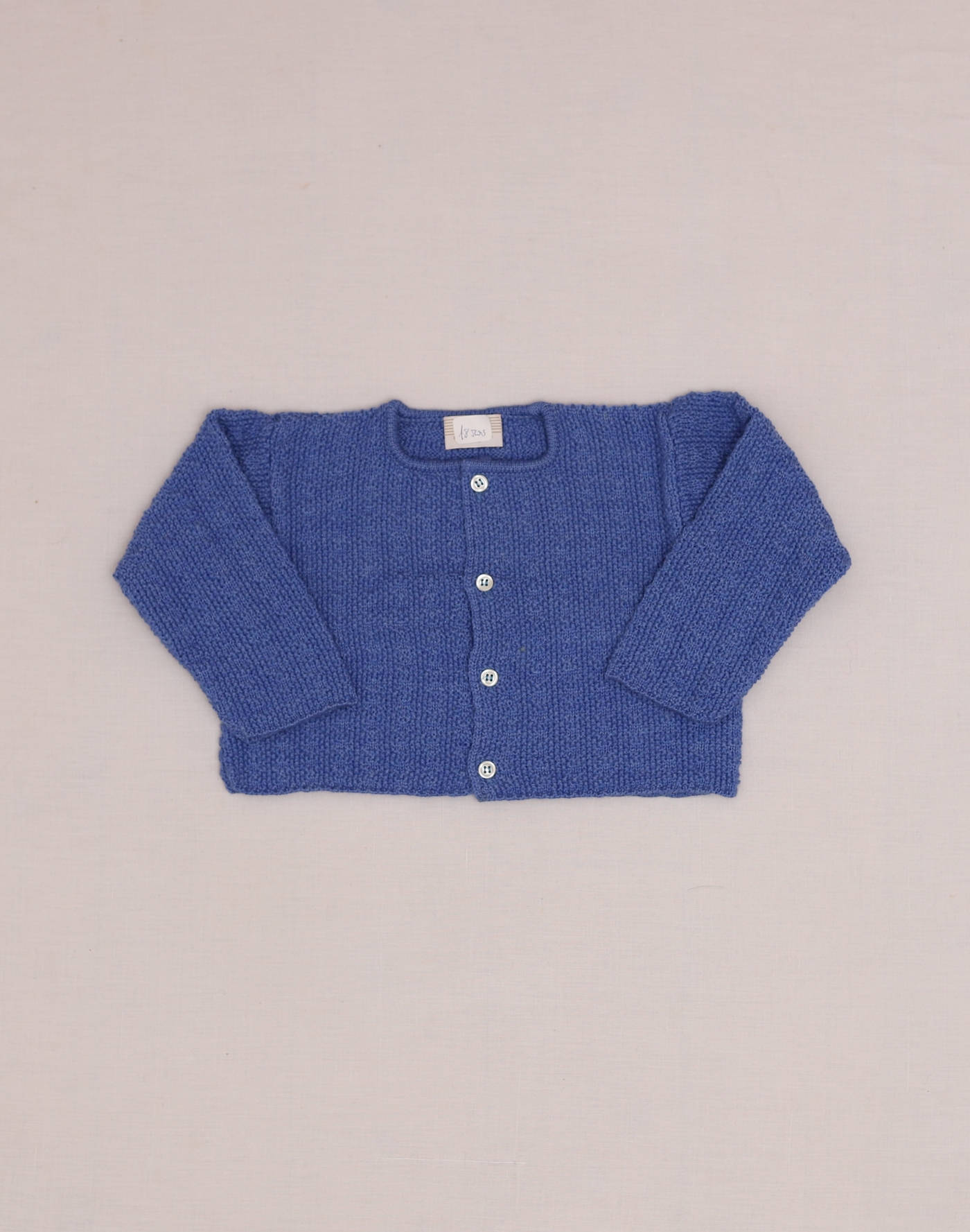 Baghère Blue Wool Cardigan with Loose Stitch Pattern