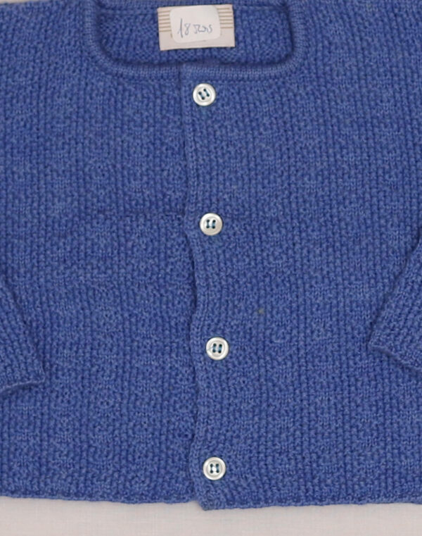 Baghère Blue Wool Cardigan with Loose Stitch Pattern