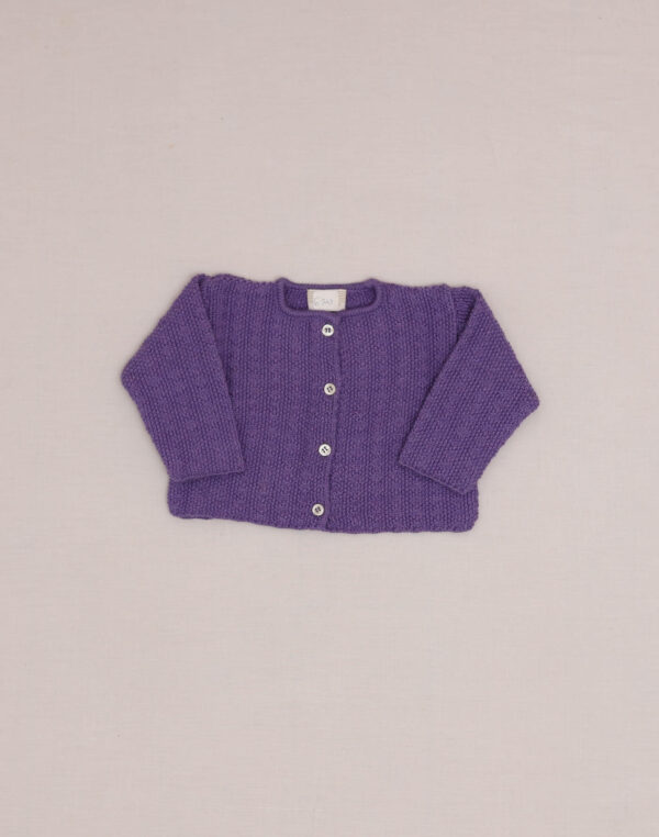 Baghère Purple Long-Stitch Knit Wool Cardigan