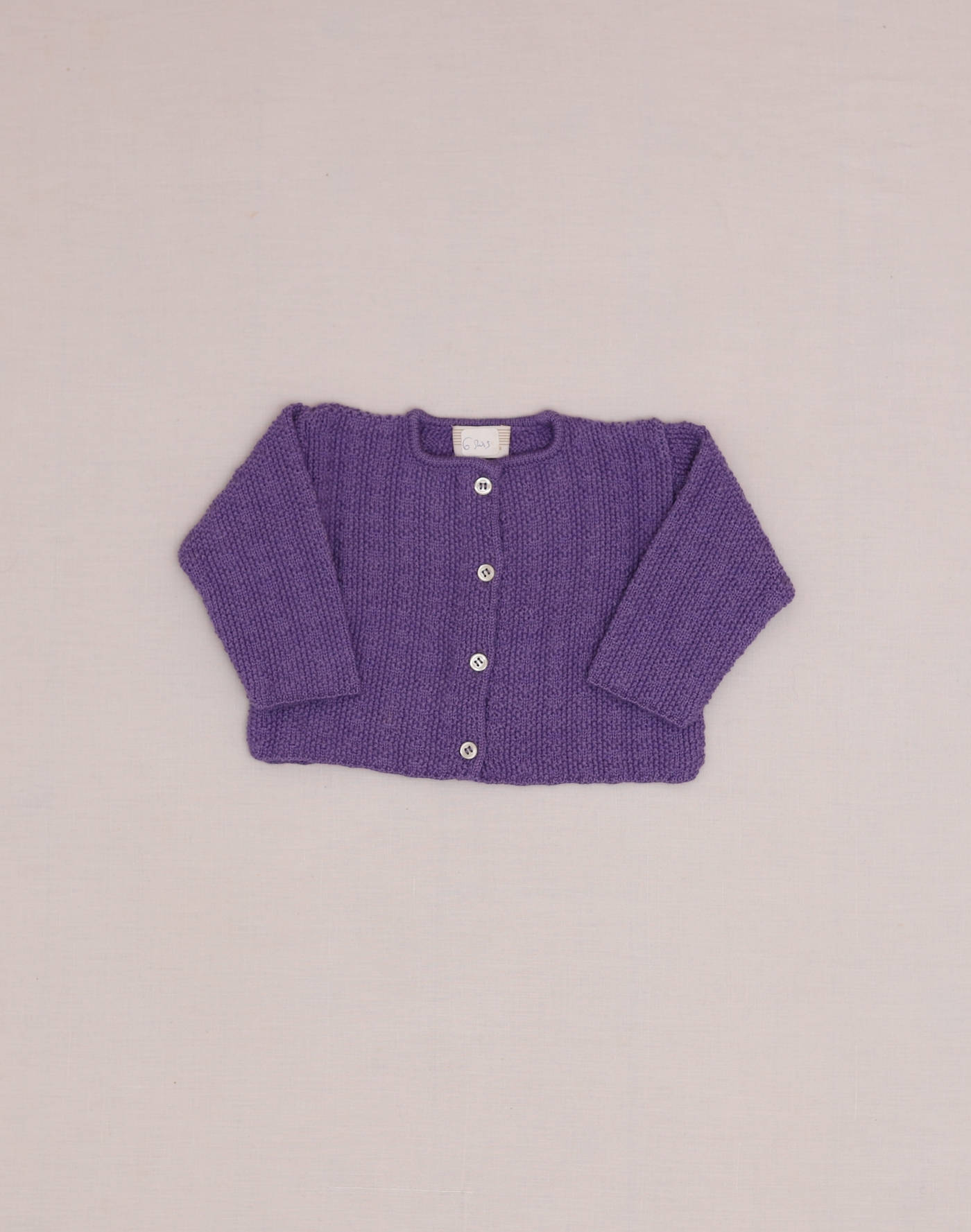 Baghère Purple Long-Stitch Knit Wool Cardigan