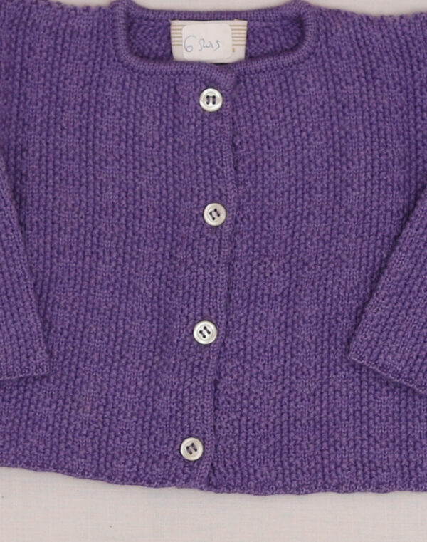 Baghère Purple Long-Stitch Knit Wool Cardigan
