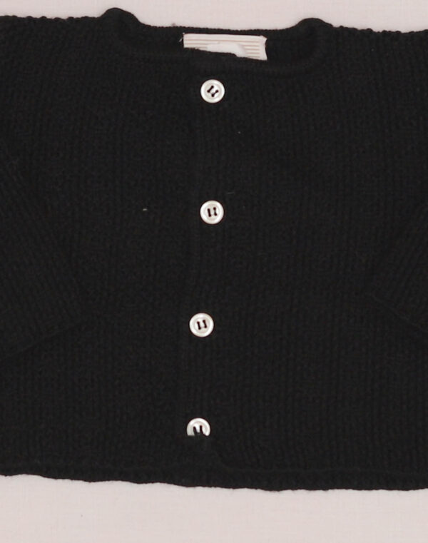 Baghère Black Wool Cardigan with Loose Stitch Pattern